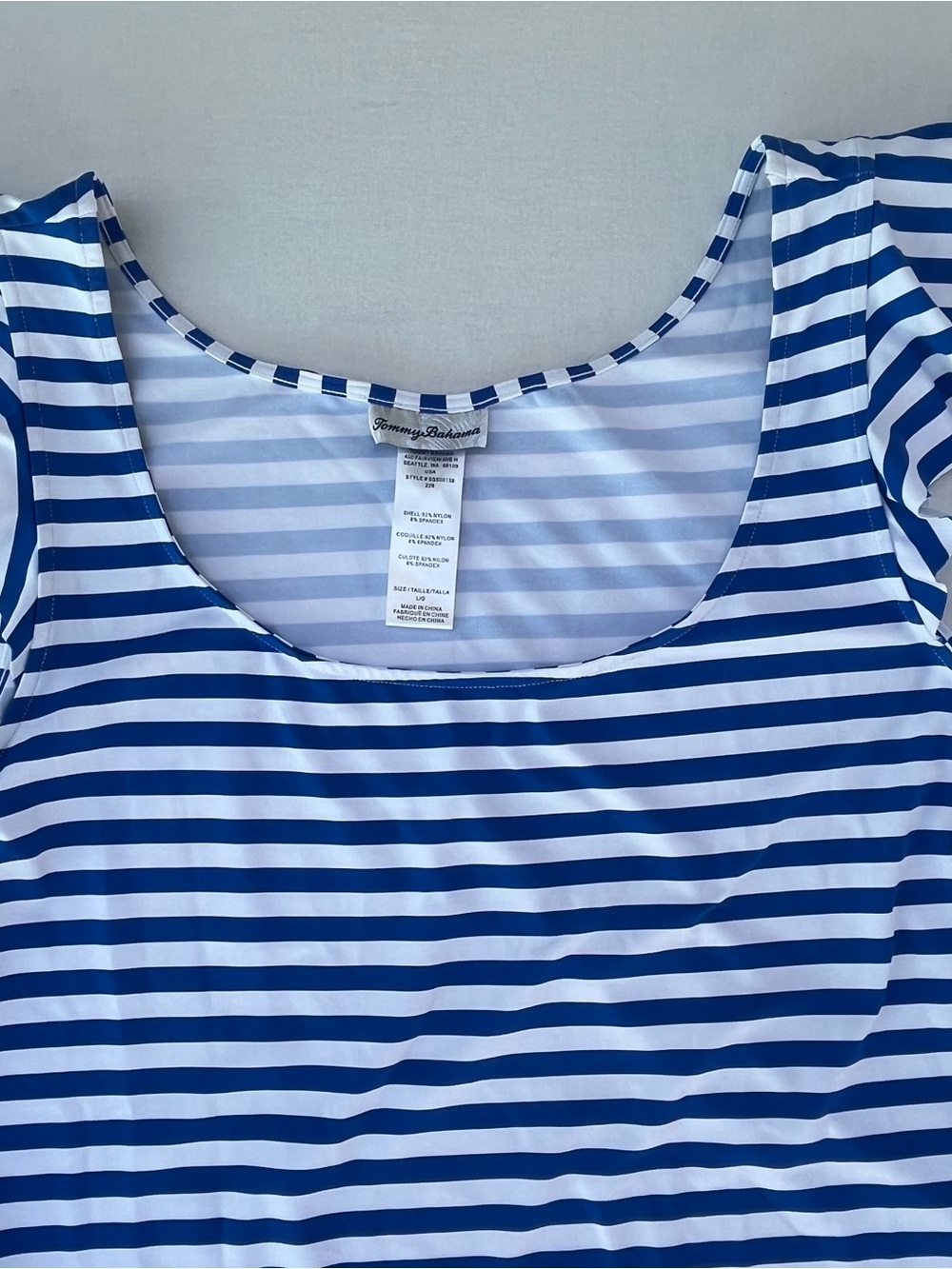 Tommy Bahama Beaker Bay Flounce Spa Blue & White Striped Dress Beach Cover-Up L - Picture 6 of 10